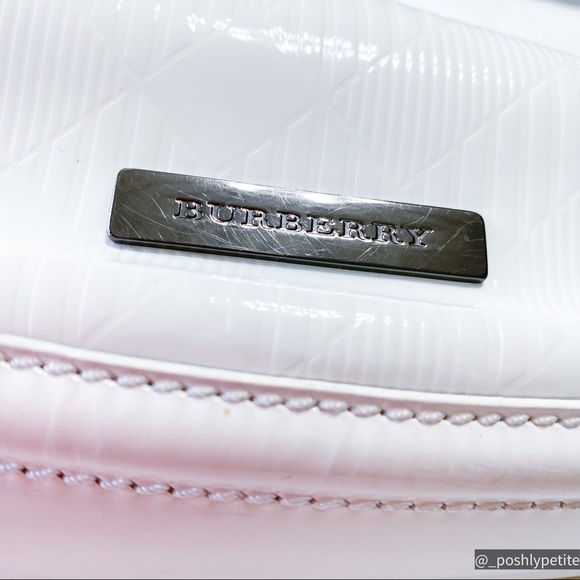 BURBERRY White Check Embossed Patent Leather Medium Craigwell Hobo Bag - Picture 16 of 17